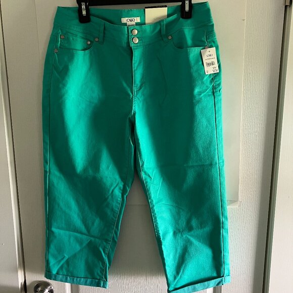 Cato New with Tags Women Size 12 Blue Green Jean Capri Pants. - Picture 1 of 9